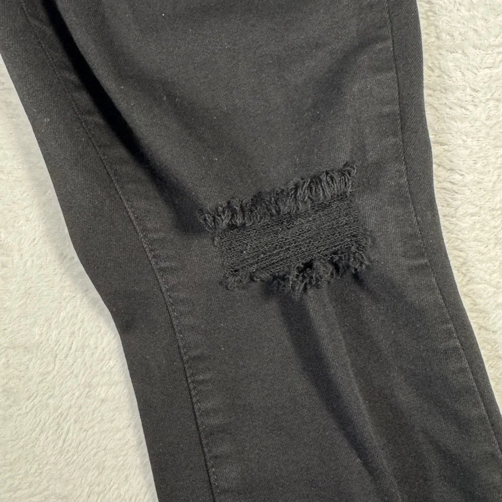 Paige Verdugo Crop Jeans Womens 30 Black Distressed‎ Skinny Ripped Raw Hem USA